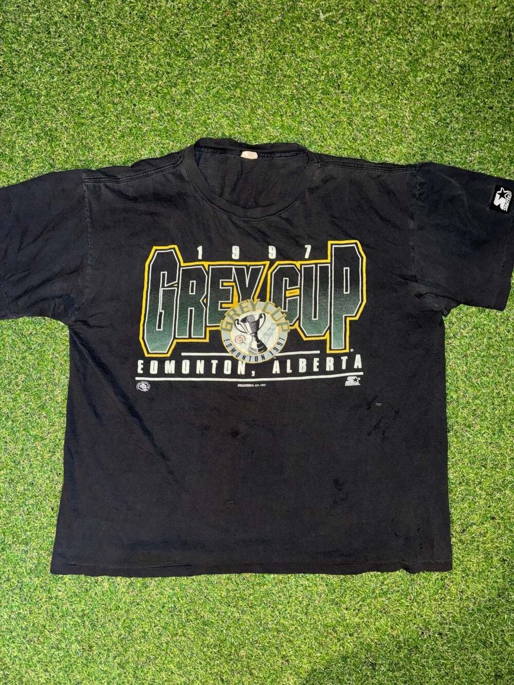 Starter 1997 Grey Cup Edmonton Alberta T-Shirt Large Black CFL Vintage